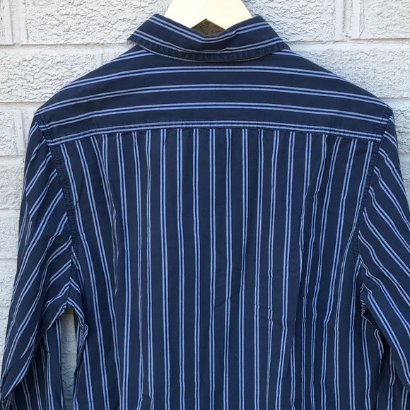 Calvin Klein Jeans Button Down Striped Blue Shirt - Picture 7 of 7